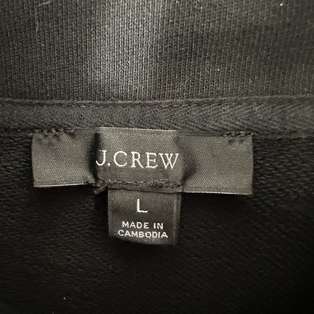 J Crew Pullover Sweatshirt Men's‎ Large Half Zip Black 100% Cotton Preppy Casual - Picture 3 of 7